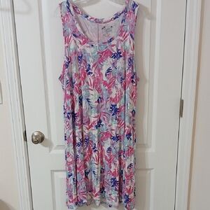 Tropical Palm Leaf Sleeveless Dress